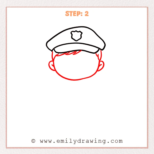 how to draw a police officer - Step 2